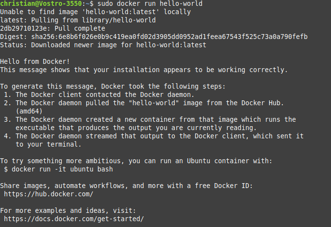Hello-world do docker